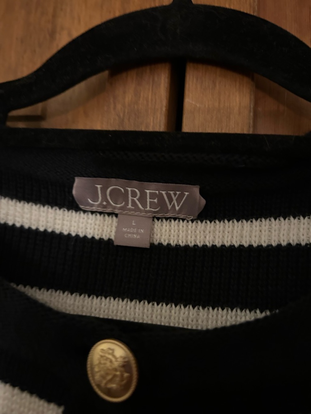 J. Crew Women’s L Preppy Classic Minimalist Striped Black White Emilie Cardigan - Picture 9 of 16
